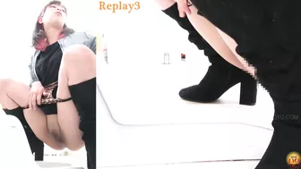 DLEE-504 02 Public toilet voyeur: laser beam pee stream. Powerful urine axis draws various curves