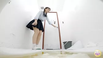 DLSL-438 01 Girls’ school toilet broke down and overflowed with piss. Grossed out urination voyeur