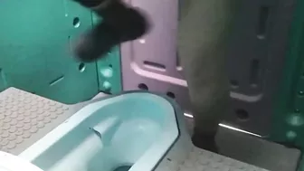 15391017 Temporary toilet where many mature women can line up