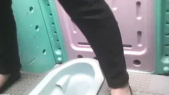 15391017 Temporary toilet where many mature women can line up