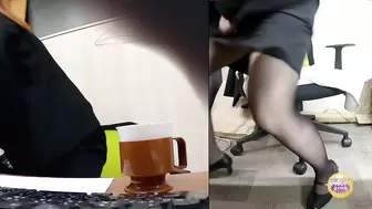 DLSL-631 05 Emergency! Office ladies ripping stockings and pushing panties aside to pee.