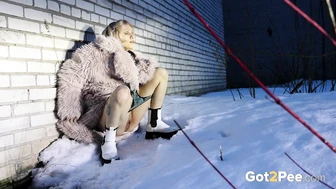 Snowy Squatting