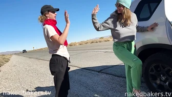 nakedbakers - Peeing on the road  trip back from Mammoth