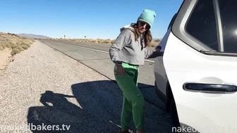 nakedbakers - Peeing on the road  trip back from Mammoth