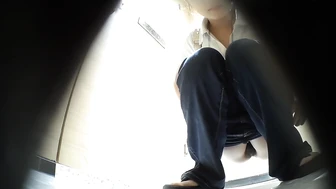 High-quality frontal shot of my beautiful sister peeing