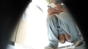 High-quality frontal shot of my beautiful sister peeing