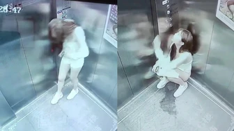 Beautiful girl peeing in the elevator, Voyeur Collection, PissRIP