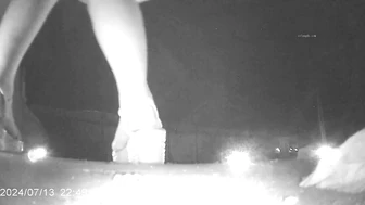 Chinese girl peeing in a hidden corner of a night market with no toilet