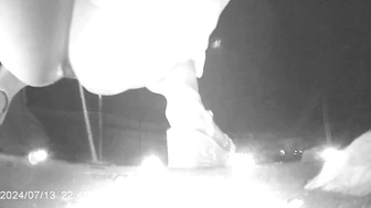 Chinese girl peeing in a hidden corner of a night market with no toilet