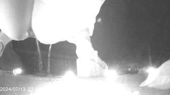 Chinese girl peeing in a hidden corner of a night market with no toilet