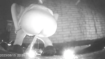 Chinese girl with a powerful stream peeing in a hidden corner of a night market 2, Voyeur Collection, PissRIP