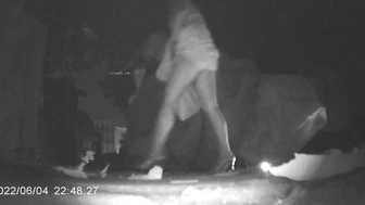 Chinese girl peeing in a hidden spot near a bar