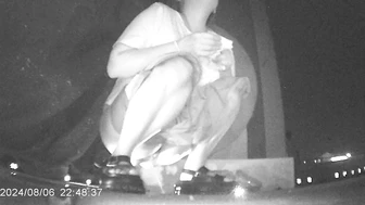 Desperate Chinese girl peeing in a hidden corner of a night market with no toilet