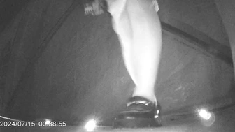 Desperate Chinese girl peeing in a hidden corner of a night market with no toilet 2