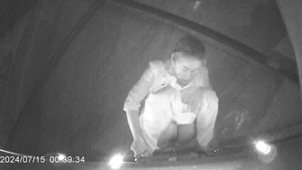 Desperate Chinese girl peeing in a hidden corner of a night market with no toilet 2