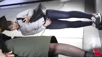 DLFF-290 01 Woman wet herself in the line to the toilet!