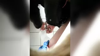 spy wc: girl comes first time and tries to pee, Voyeur Collection, PissRIP