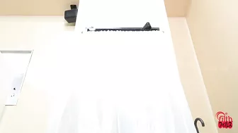 DLFF-381 01 The door facing the street was opened and a white curtain was set up. She was asked to stand and pee like a boy